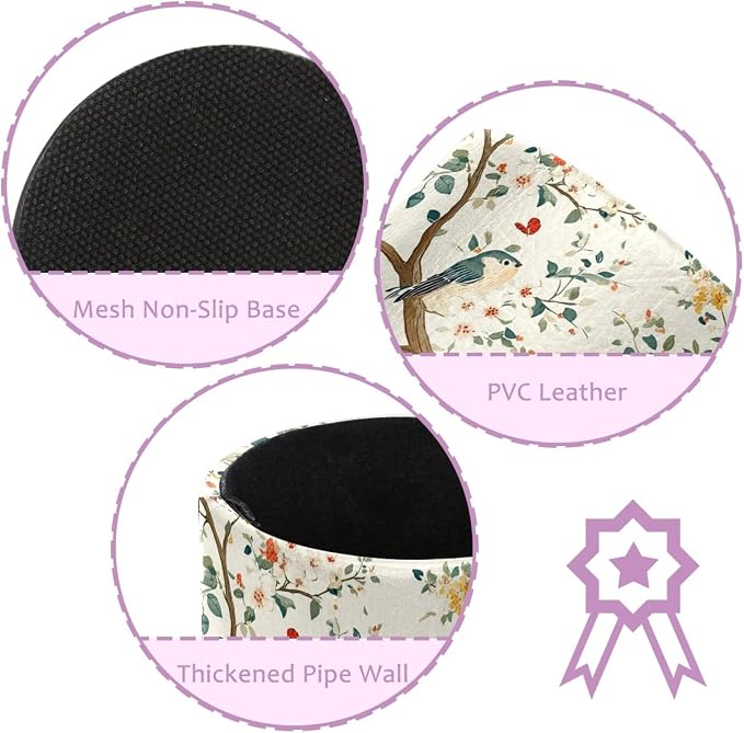 Leather Pen Holder for Desk, Birds Branches Butterflies Pencil Cup Pen - Image 2