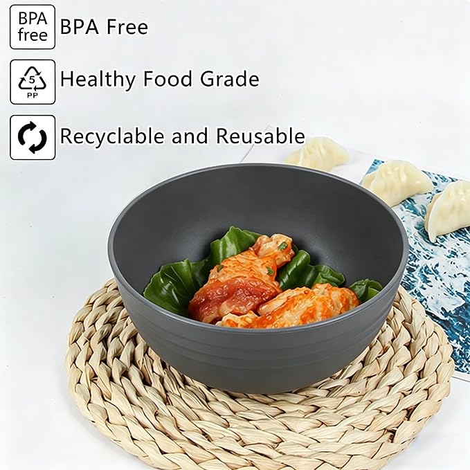 Unbreakable Wheat Straw Cereal Bowls Set of 6, 24 oz Microwave and Dishwasher - Image 3