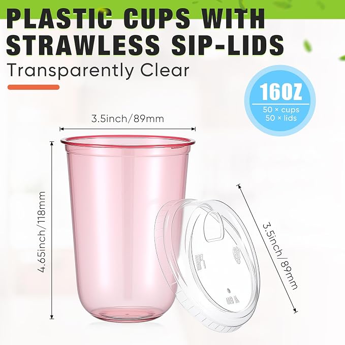 Ziliny 50 Sets Clear Plastic Coffee Cups - Image 3