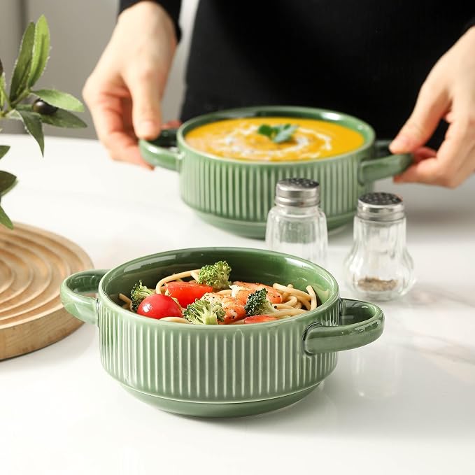 Soup Bowls with Handles, 23 oz French Onion Soup Crocks, Stackable Soup Bowl - Image 3