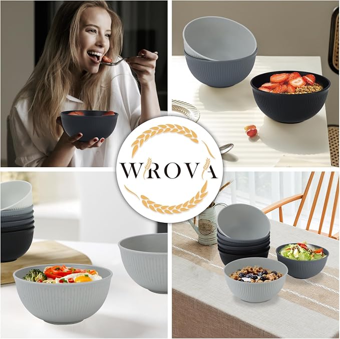 Plastic Bowls Microwave Safe, Wheat Straw Bowls Set, 26 OZ | Unbreakable Cereal - Image 5
