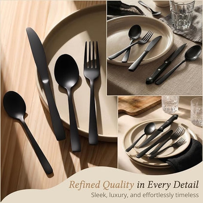 Hiware 48-Piece Black Silverware Set - Image 4