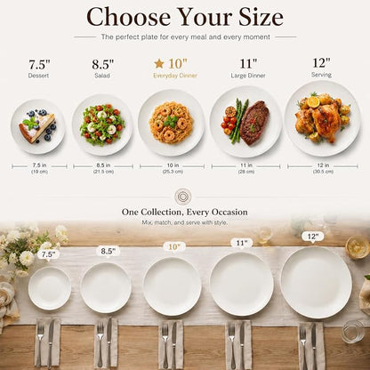 White Dinner Plates Set of 6, 10 Inch Ceramic Plates – White Porcelain Dinner - Image 4