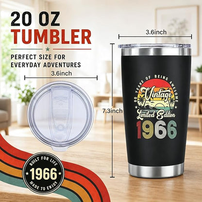 60th Birthday Gifts for Men – 20oz Insulated Tumbler | 1966 Birthday Gifts for - Image 3
