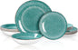 Bestone 12-Piece Round Porcelain Dinnerware Set, Service for 4, Chip Resistant Plates and Bowls,Green, Dishwasher & Microwave Safe for Home Daily Use