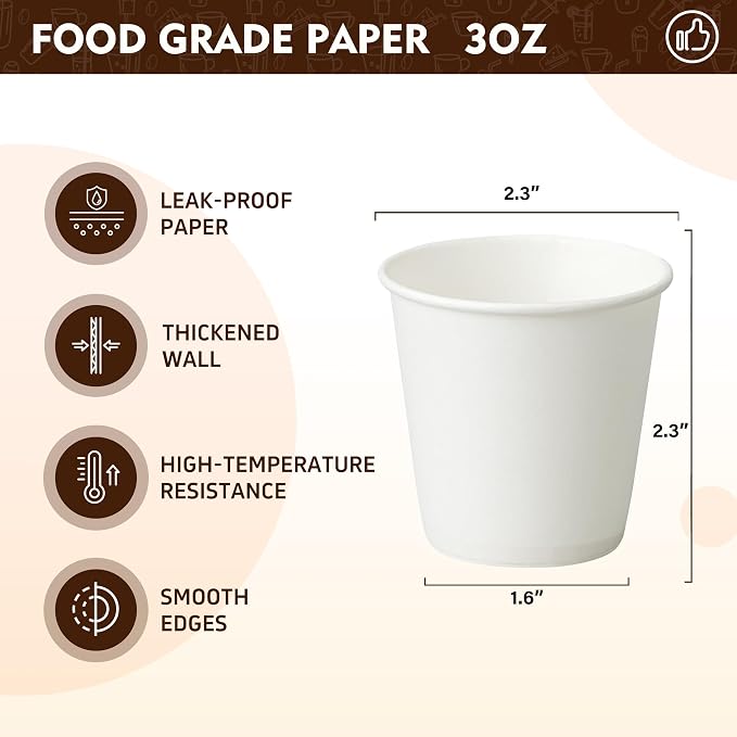 YEEHAW 3 oz 3000 Pack Small White Disposable Paper Cups | - Image 2