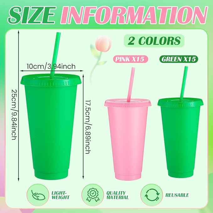 Honeydak 30 Pack Tumbler with Straw and Lid Bulk Cups - Image 4