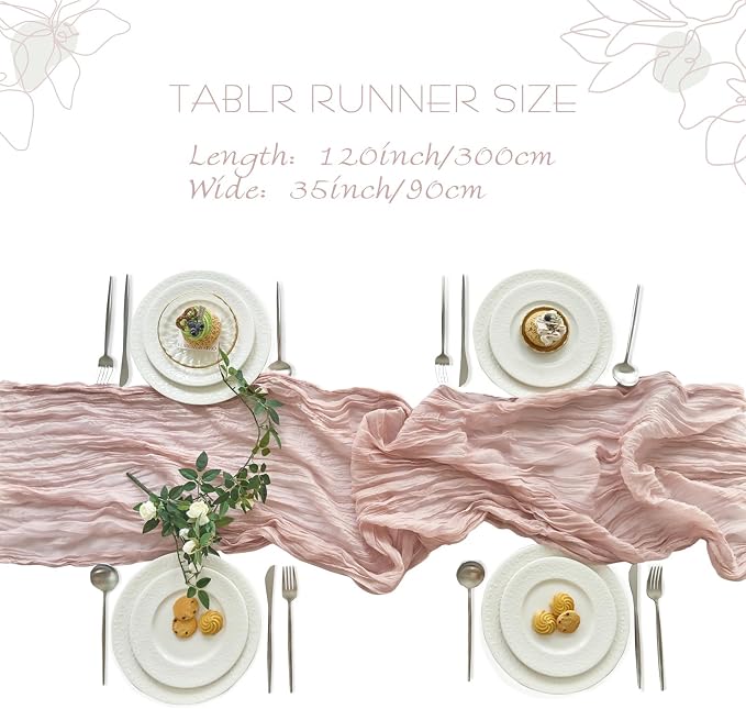 IVAPUPU Dusty Pink Table Runner 120 Inches - Image 3