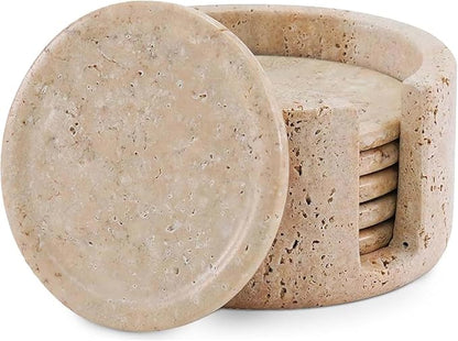 Travertine Coasters Set of 6 by SPESHSTONES