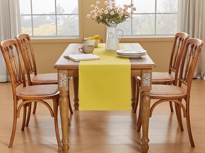 YATOJUZI Yellow Table Runner Seasonal Autumn Kitchen Dining Coffee Table - Image 4