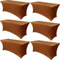 Obstal 6 Pack Stretch Spandex Table Covers for 6 Foot Tables - 6 FT Universal Rectangular Fitted Tablecloth Protector for Wedding, Banquet, Party, 72 Length x 30 Width x 30 Height Inches, Light Coffee