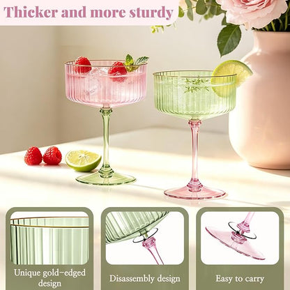24PCS Plastic Martini Glasses, Unbreakable Reusable Champagne Coupe, Removable - Image 3
