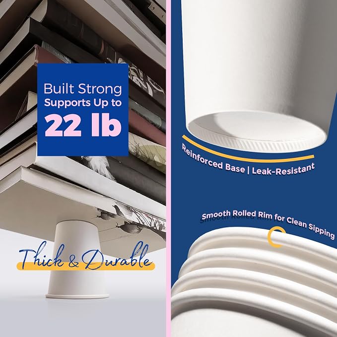 Fit Meal Prep 200 Pack 10 oz Disposable Paper Coffee Cups, Premium White Hot - Image 3