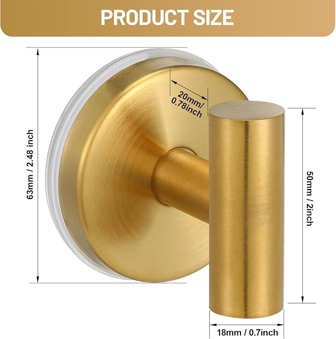 Large Suction Cup Hooks, Heavy Duty 15lb Holds Towel & Robe, No-Drill Shower - Image 7