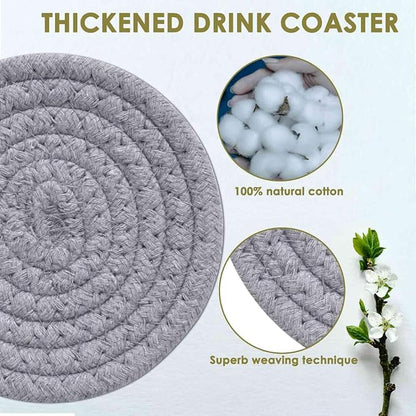 Drink Coasters 8 Pack with Holder, 4-Color Cotton Woven Absorbent Coasters Set - Image 6