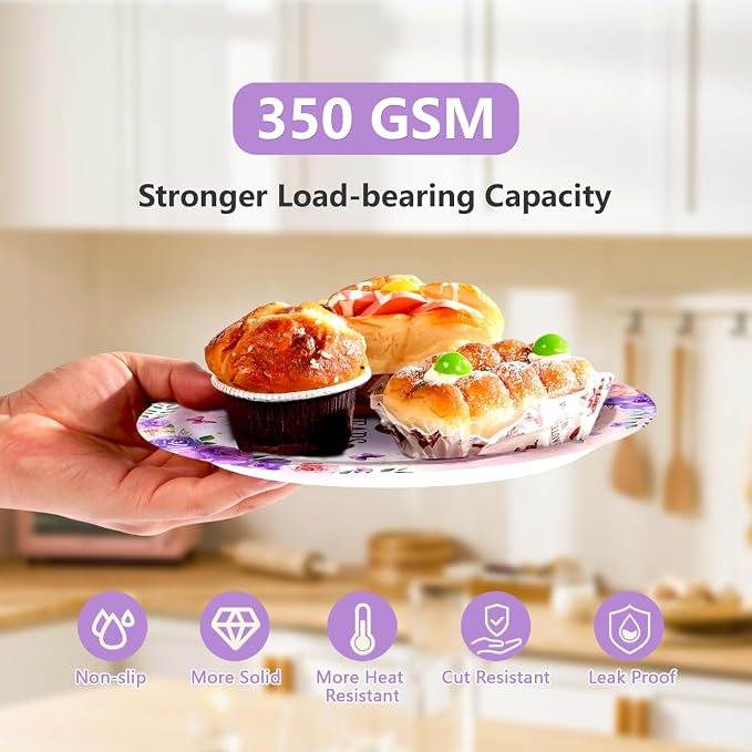 96Pcs 80th Birthday Purple Floral Butterfly Party Decoration, Serves 24 | - Image 4