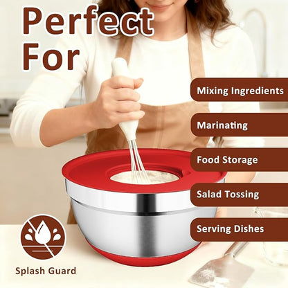 9 Pack Mixing Bowls with Airtight Lids Set, Stainless Steel Mixing Bowls with - Image 7
