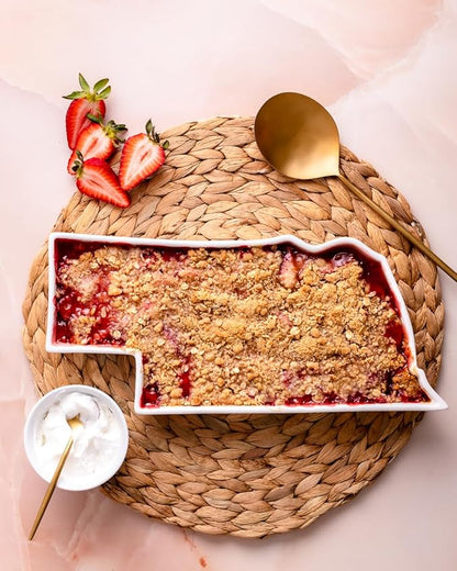 Nebraska Shaped Baking Dish Serving Platter or Decorative Tray Charming Porcelain Bakeware Oven Microwave and Dishwasher Safe
