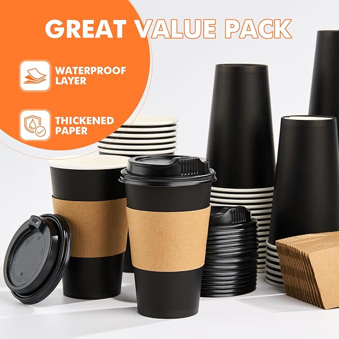 METAPRINT 50 Pack 16 oz Disposable Coffee Cups - Image 6