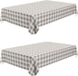 misaya 2 Pack Waterproof Vinyl Table Cloth, Buffalo Flannel Backed Tablecloth, Wipeable Plastic Table Cover for Dinner, Kitchen, Outdoor (60" x 84", Khaki and White)