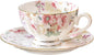fanquare Pink Floral Tea Cup and Saucer Set by fanquare