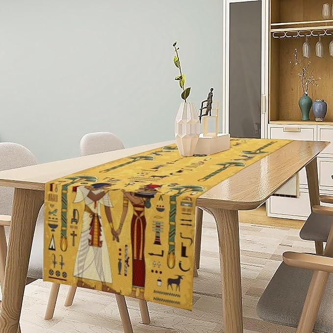 Vintage Ancient Egypt Table Runner Mysterious Old Egypt African Pharaoh Theme - Image 2
