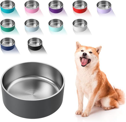 WENBOKMIN Dog Bowl, Stainless Steel Food and Water Bowl, Deep Grey | Non Slip by Wenbokmin