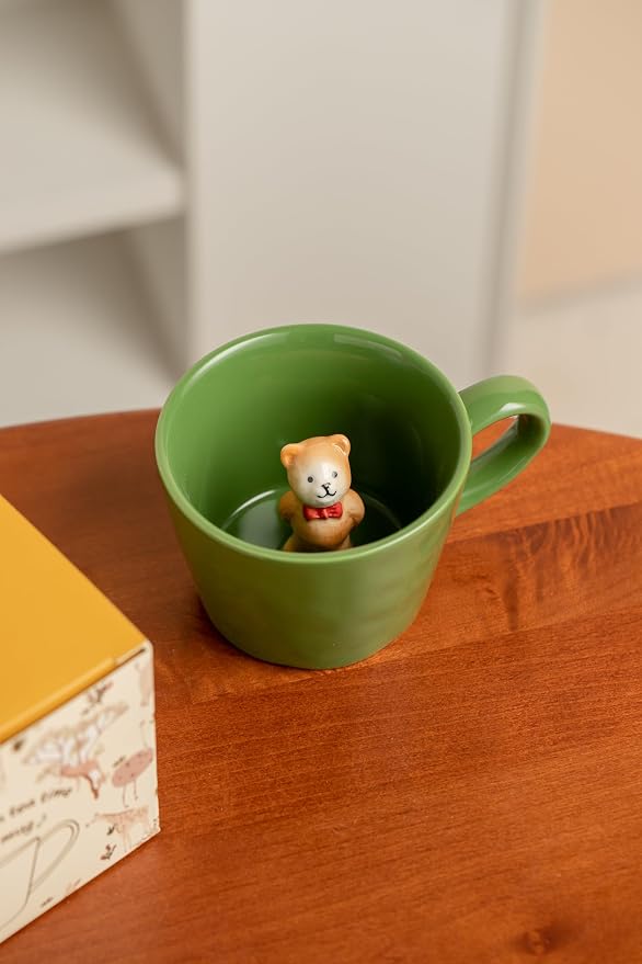 DIHOclub Bow Tie Bear Coffee Cup Hidden Ceramic Animal Inside Mug, Cute Cartoon - Image 3