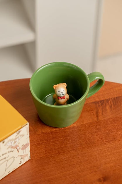 DIHOclub Bow Tie Bear Coffee Cup Hidden Ceramic Animal Inside Mug, Cute Cartoon - Image 3