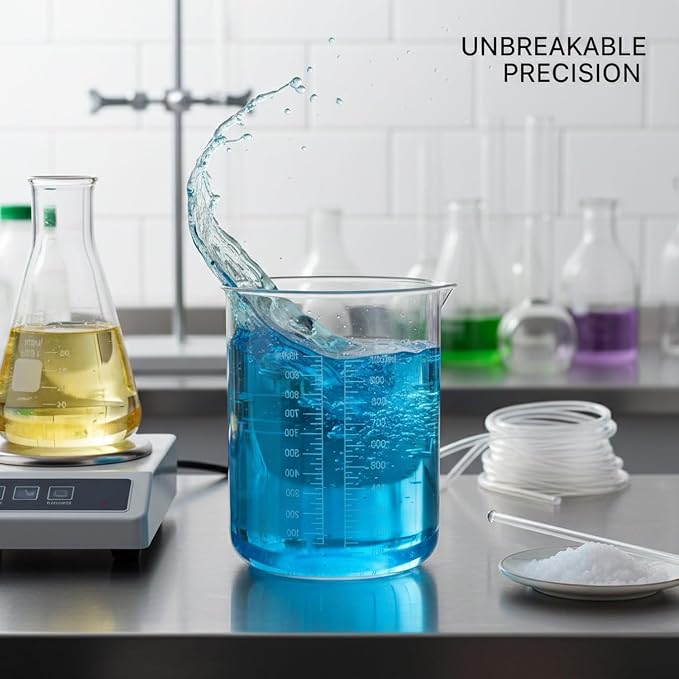 1000 mL Plastic Beaker, Shatter-Resistant Polypropylene Measuring Cup - Image 2