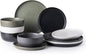 AmorArc Ceramic Dinnerware Sets, Wavy Rim Stoneware Plates and Bowls Sets,Dishwasher & Microwave & Oven Safe Dishes set, Service for 4 (12pc)-Mix Color