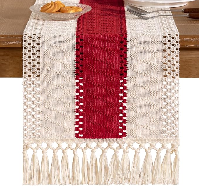 Boho Table Runner Summer Farmhouse Rustic Dining Dresser Scarf Home Decor | - Image 3