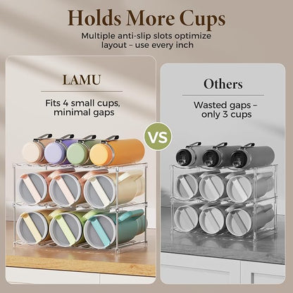 LAMU Stackable Water Bottle Organizer Holder Tumbler Cup Storage Rack | 3 Tier - Image 4