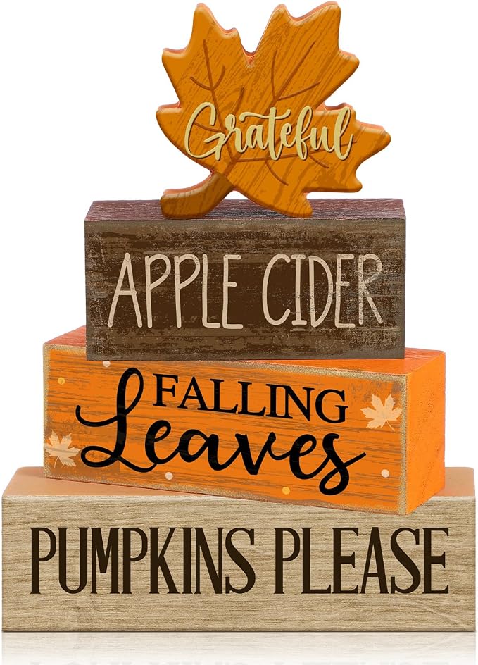 Moucuny 4 Pcs Fall Decoration for Home Wooden Maple Leaf Thanksgiving Table by Moucuny