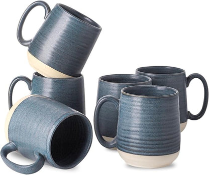 HASENSE Porcelain Coffee Mugs Set of 6, 15 Ounce Large Ceramic Coffee Cups Set by Hasense