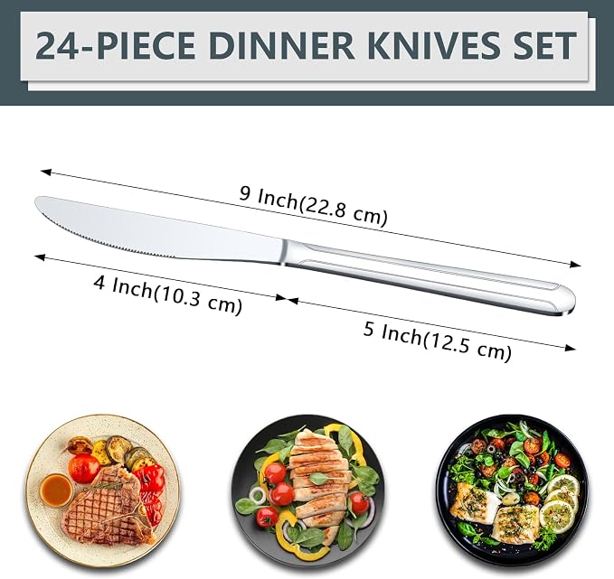 BEWOS 24-Piece 9-Inch Dinner Knives - Image 2