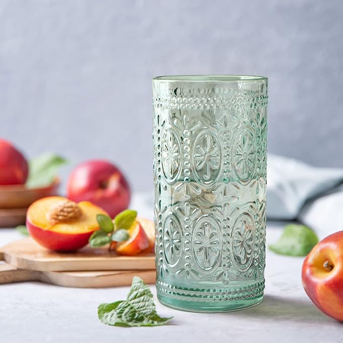 abrwyy Green Drinking Glasses, Vintage Glassware, 12oz Highball Glasses | - Image 6