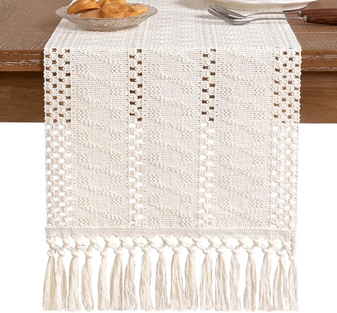 Boho Table Runner Summer Farmhouse Rustic Dining Dresser Scarf Home Decor | - Image 3