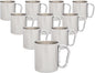 DISCOUNT PROMOS Stainless Steel Mugs with Carabiner Handle 10 oz. Set of 10, Bulk Pack - Perfect for Coffee, Soda, Other Hot & Cold Beverages - Silver