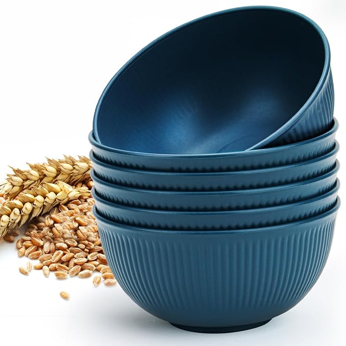 Unbreakable Cereal Bowls 24 oz, Plastic Reusable Light Weight Bowl, Lightweight by LIANGKEN