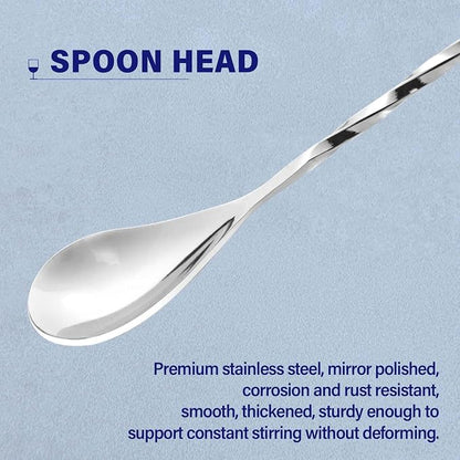 Bar Spoon Cocktail Mixing Stirrers, 12” Long Handle, Long Drink Spoons - Image 3