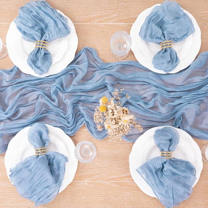 12 Pack Dusty Blue Cheesecloth Table Runner 10ft Boho Gauze Runner | - Image 6