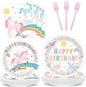 96Pcs Pastel Unicorn Party Supplies Unicorn Paper Plates Napkins Pastel by Justforjoyful