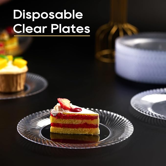 FOCUSLINE 7 Inch Clear Plastic Plates, Premium Hard Plastic - Image 5