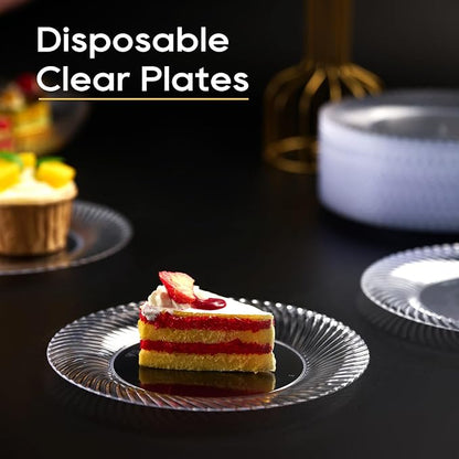 FOCUSLINE 7 Inch Clear Plastic Plates, Premium Hard Plastic - Image 5