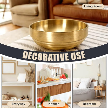 7.4" Gold Decorative Bowl Key Bowl Stainless Steel Fruit Bowl Modern Stylish - Image 7