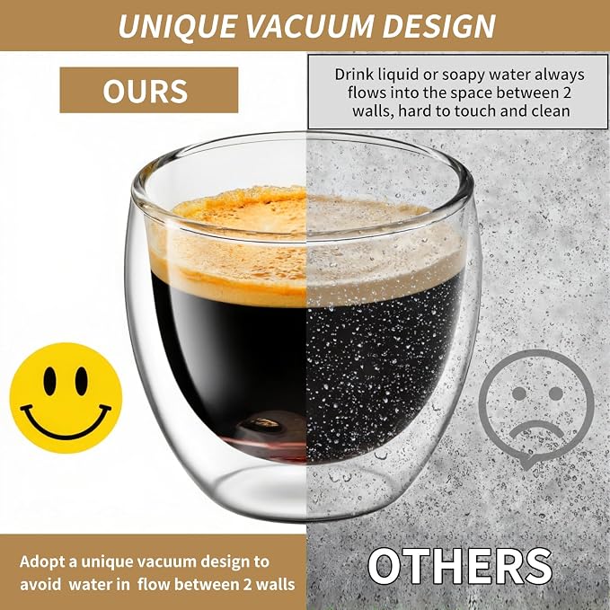 10oz Double Wall Espresso Cups Set of 4, Double Wall Insulated Espresso Mugs - Image 4