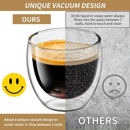 10oz Double Wall Espresso Cups Set of 4, Double Wall Insulated Espresso Mugs - Image 4
