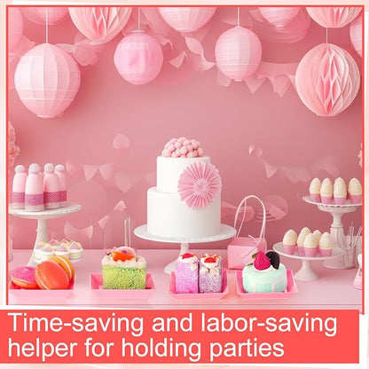Zhehao 100 Pcs Plastic Dessert Appetizer Plates Disposable, 3.6 x 3.6 Inch Small Square Plastic Dessert Cake Plate for Party, Valentine's Day Wedding Birthday Bridal Baby Shower Supplies (Pink)