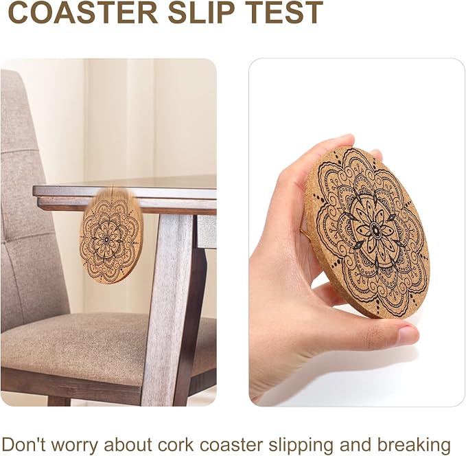 Cork Coasters for Drinks Absorbent Non Slip 12pcs 4 Inch India | Coaster for - Image 4